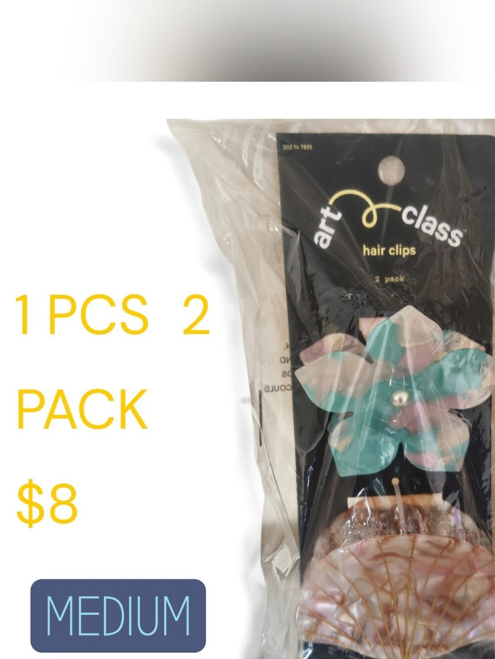 art class Kids Flower Hair Clip Set - Pink & Teal